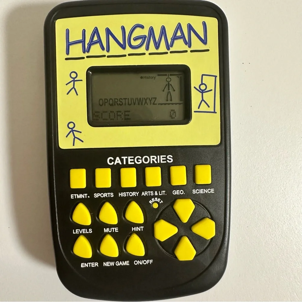 Vintage Electronic Handheld Hangman Game Yellow Black - Works Great